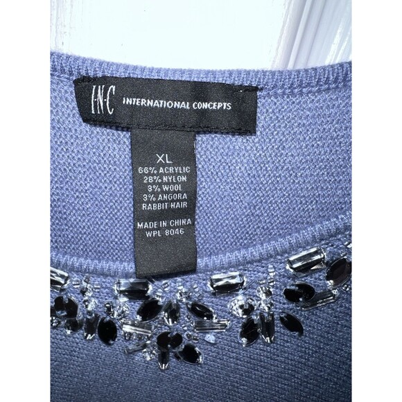 INC Intl Concepts Sweater Womens XL Angora Ombre Jeweled Neck Dolman Sleeve - Picture 3 of 7